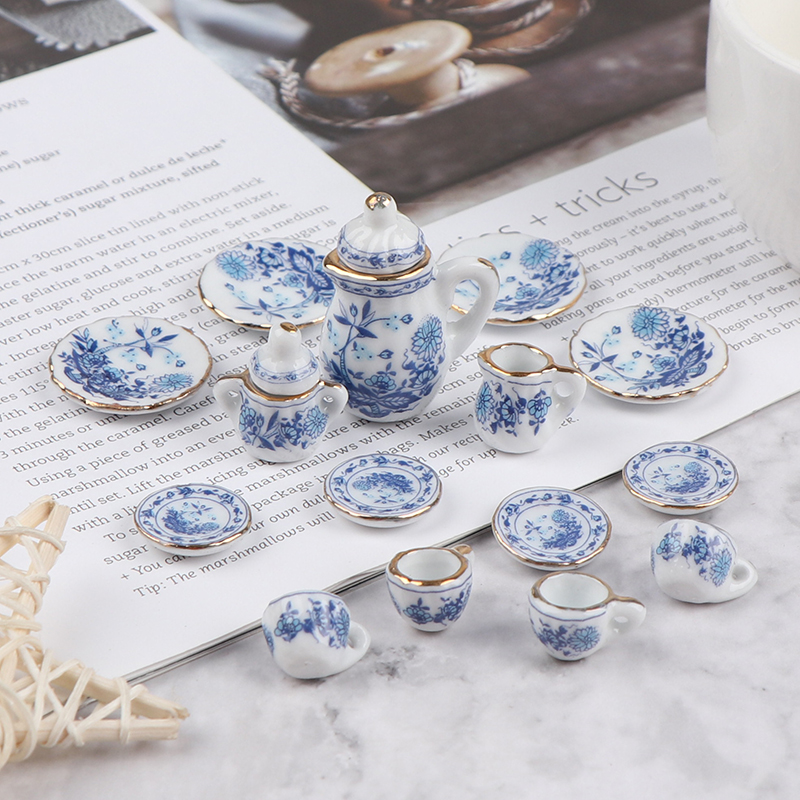 Kitchen Appliances For Kids - 15Pcs 1:12 Miniature Porcelain Tea Cup