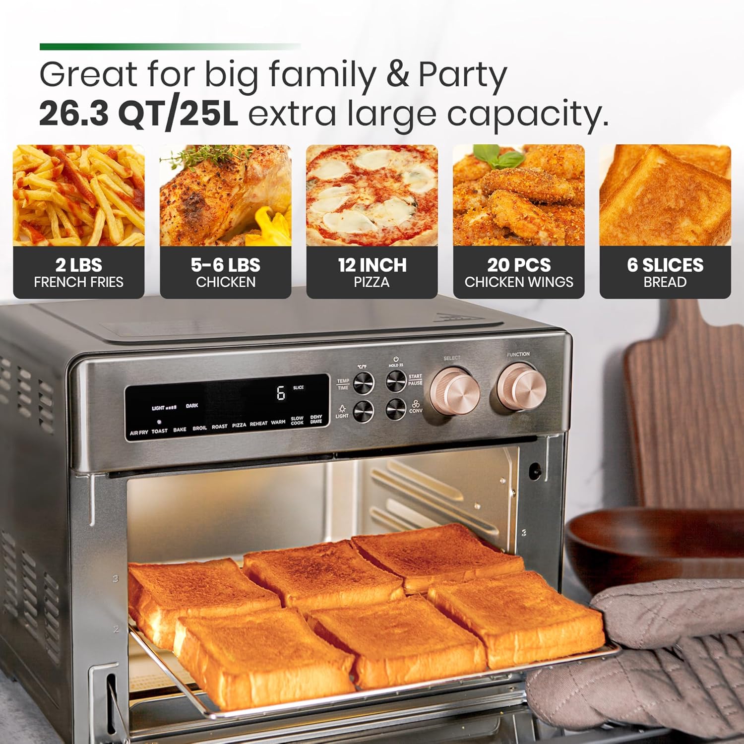 Toaster 4 Slice - Infrared Heating Air Fryer Toaster Oven,