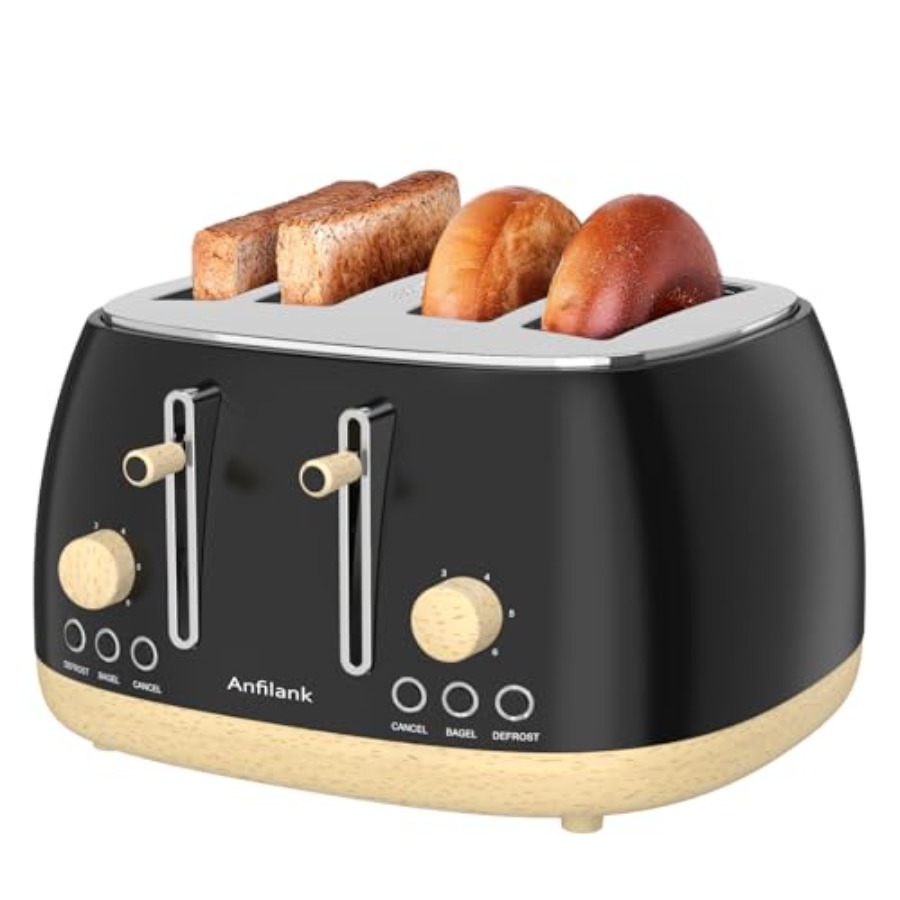 Toaster 4 Slice - 4-Slice Retro Stainless Steel Toaster with